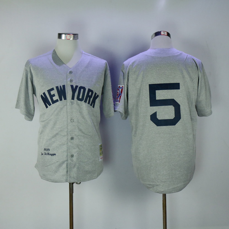 2017 MLB New York Yankees #5 Joe Dimaggio Grey 1939 Throwback Jerseys->new york yankees->MLB Jersey